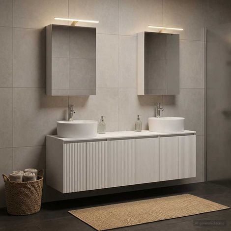 vidaXL Bathroom Cabinet Set 5 pcs White Engineered Wood (1/5)
