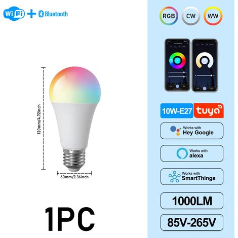 (1 unité, AC85-265V) Douille E27 Graffiti, ampoule LED intelligente WiFi à intensité variable, contrôle par application (1/5)
