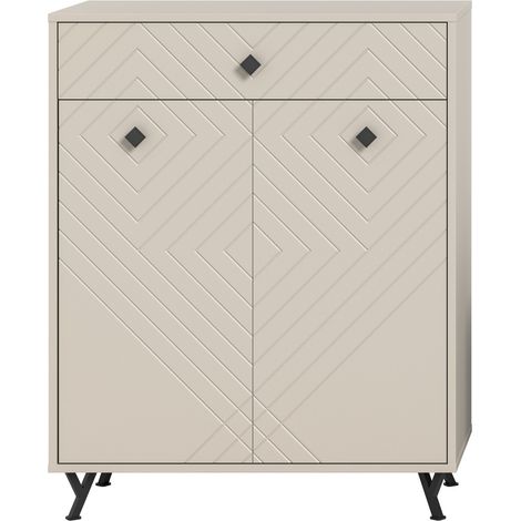 Mobile per scarpe LUNA – Beige opaco – 2 ante a battente – 80x100x35 cm