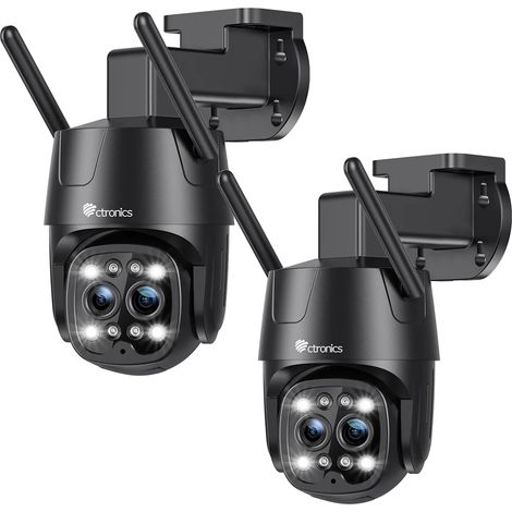 Lot de 2 caméras de surveillance WiFi 2.5K 4MP – Double objectif avec suivi auto – Détection humaine – Vision nocturne couleur 6X zoom hybride (1/5)