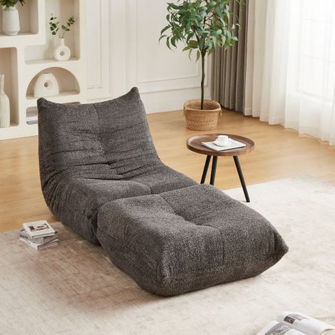 Canapé togo chenille avec repose-pieds fauteuil lounge sans accoudoirs mousse mémoire salon bureau (1/5)