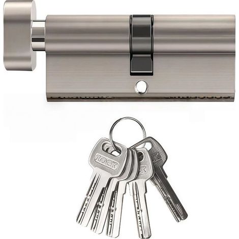 45 GIRI/45(90mm) cilindro Serratura porta in nichel,chiave con chiave con tasto con scanalature orizzontali,cilindrico, di blocco, di euro della Lega di alluminio,Applicabile a composito e di UPVC (1/5)
