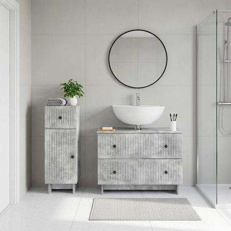 Beyamis Ensemble de 2 meubles de salle de bain EDE Gris béton (1/5)
