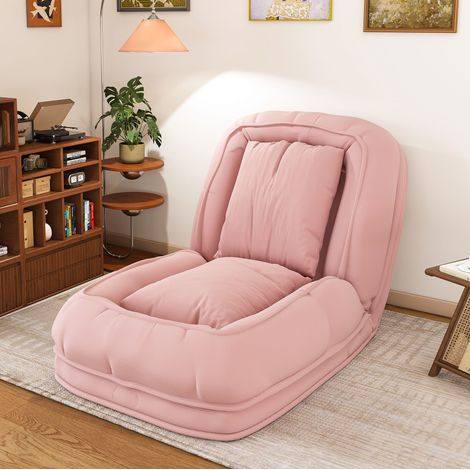 Canapé convertible pliable 180 x 90 x 26 cm, 5 positions 90°-180°, avec 2 coussins, rose OKMYHOME (1/5)