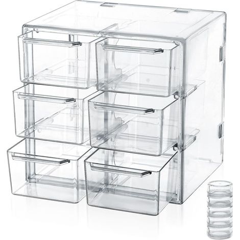 Bardusch-Boîte empilable à 6 tiroirs (12×10×12 cm), organisateur acrylique pour bijoux, bagues, colliers, maquillage. (1/5)