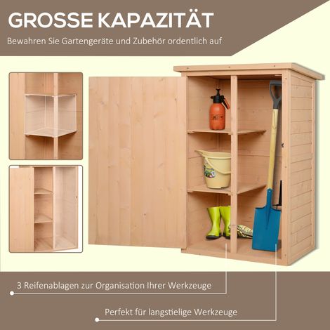 Armoire de jardin, abri de rangement avec porte, cabanon extérieur 75x56x115 cm, bois de sapin brun clair (1/5)