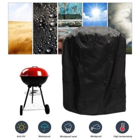 Wasserdichte Grillabdeckung mit Aufbewahrungstasche, Schwarz – Komplettset (1/5)