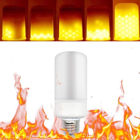 Ampoule LED à effet flamme vacillante, 3 modes d'éclairage, culot E26, SMD2835, lampe d'ambiance décorative et créative pour fêtes, anniversaires et autres occasions. (1/2)