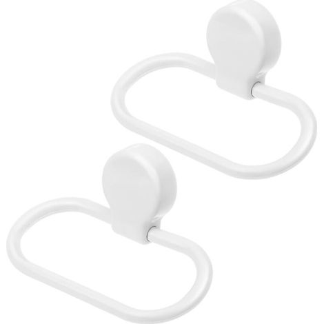 Bardusch-Lot de 2 porte-serviettes adhésifs blancs, sans perçage, résistants, polyvalents, installation facile, toilettes (1/5)