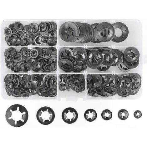 Lot de 7 rondelles frein, 280 rondelles de blocage rapide en acier, compatibles M3-M12, noires, pour un serrage sûr et de haute qualité. WHBYV (1/4)