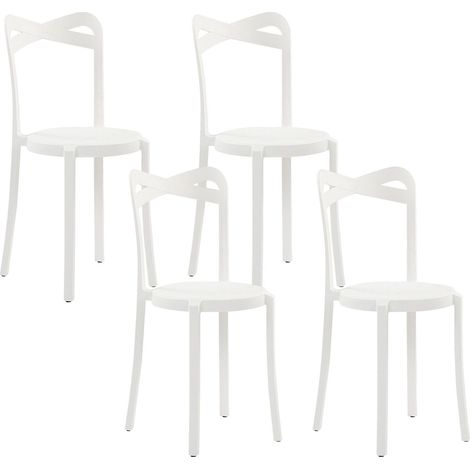 Lot de 4 Chaises de Salle à Manger Design en Plastique Blanc Empilables pour Intérieur et Extérieur au Style Moderne et Scandianave Beliani (1/5)