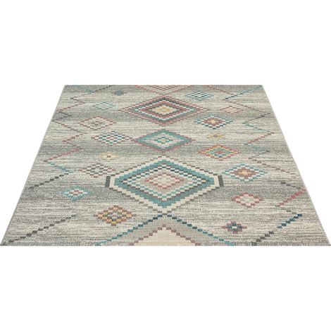 FLOORNOVO In- & Outdoor Teppich Beige gemustert - 290 x 200 cm - Flachgewebe für Garten Balkon Terrasse und Innenbereich - Robust & Pflegeleicht - vielseitig einsetzbar im Innen- und Außenbereich (1/2)
