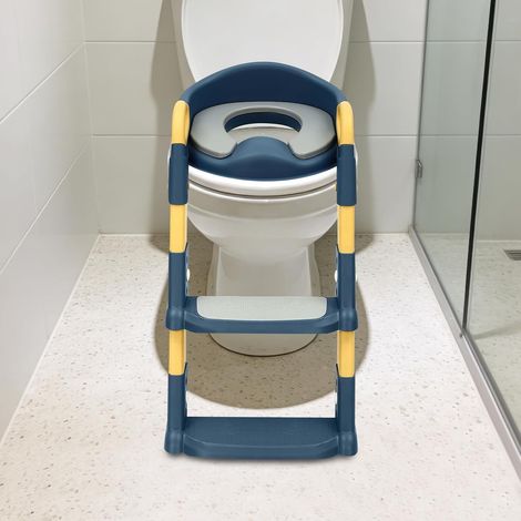 Siège de toilette avec escalier - 1 unité - PP et PU - Réglable et antidérapant - Enfants 2 à 7 ans - Bleu (1/5)