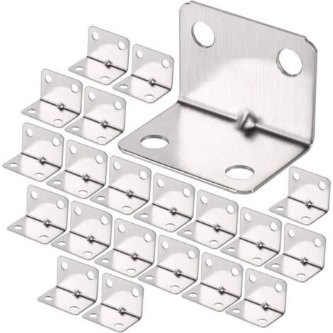 100Pcs Stainless Steel Corner Bracket, Heavy Duty 90 Degree Bracket, Right Angle Bracket, Small Fixing Bracket for Wood, Right Angle Bracket Brace for Fixing Fence Table Shelf (1/4)