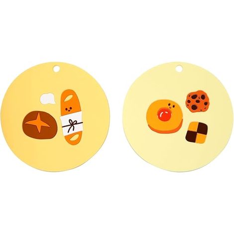 Lot de 2 dessous de plat en silicone résistants à la chaleur, à motifs de dessins animés, pour casseroles et poêles chaudes. Accessoires de cuisine mignons, isolation thermique et protection contre la (1/5)