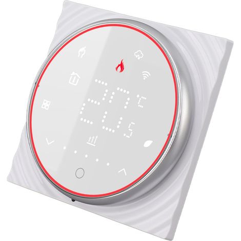 WLAN-Thermostat, intelligenter Thermostat mit LED-Anzeige, Installationspanel, App- und Sprachsteuerung, 7-Tage-Programmierung, 95–240 V Wechselstrom für elektrische Heizsysteme, Weiß (1/5)