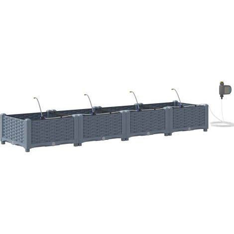 Maison Exclusive - Vaso da giardino 4 pcs Grigio Chiaro 160 x 40 x 22 cm Plastica
