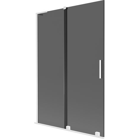 Mexen Velar L Badewannenabtrennung 2-flügelig Schiebbar 120 x 150 cm, graphit, weiß - 896-120-003-41-20 (1/5)