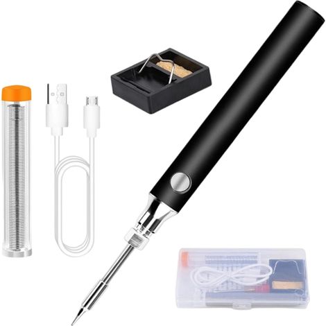 Fer à souder portable - 3 vitesses - Chauffage rapide - Outil de soudage de précision - Parfait pour les réparations et les créations - Noir (1/5)