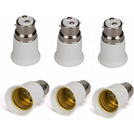 10pcs Adaptateur Convertisseur B22 à E27 B22-E27 Blanc (1/5)
