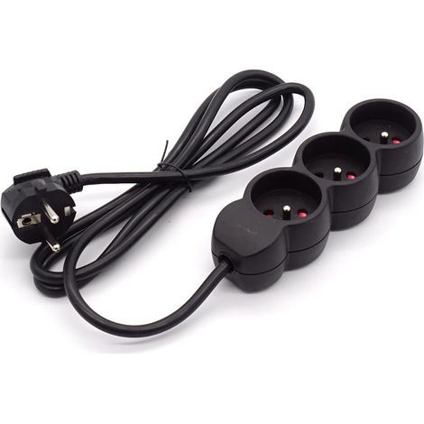 Regleta de enchufes negra DPM PP07 3-GN de 1,5 m