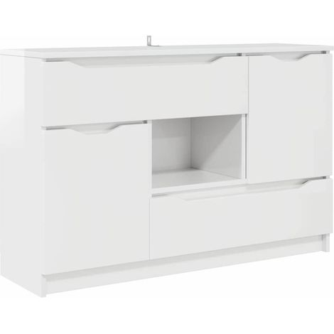 Credenza Bianco Lucido 100 x 30 x 65,6 Legno multistrato vidaXL