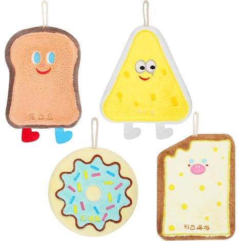 bellissimi asciugamani con appendi - morbido asciugamano creativo in pile di corallo assorbente - luccio formaggio secco toast biscotti ciambella tema cartoni animati gadget - cucina (1/4)