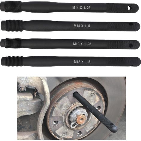 4 Pièces Outil Guide Montage Roue Voiture, M12X1.5 M12X1.25 M14X1.5 M14X1.25 Aide Au Goupilles Boulon D'Alignement Goujon Roue Compatible avec les Véhicules Européens, Longueur 160MM (1/5)