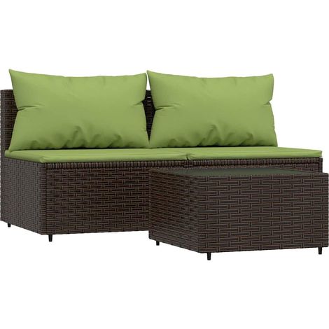 Maison Exclusive - Set Mobili da Giardino 3 pz con Cuscini in Polyrattan Marrone