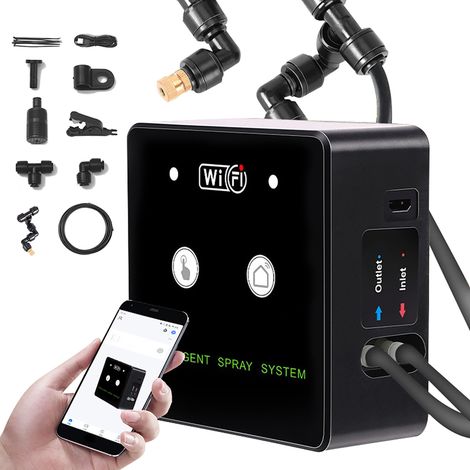Système de brumisation programmée pour terrarium tropical avec Wi-Fi, kit de brumisation intelligent pour reptiles, brumisateur automatique, buse rotative à 360°, connexion Wi-Fi, contrôle à distance (1/5)