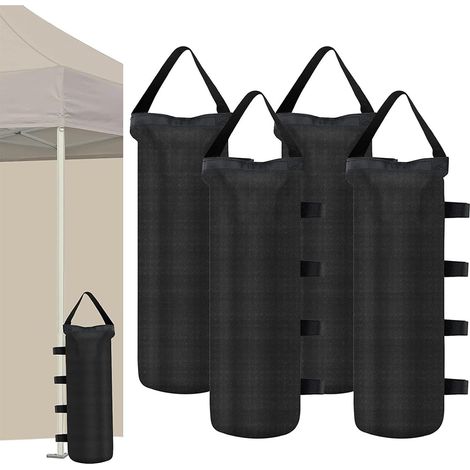 Sacs de lestage pour Tente Pop-up - Sacs de Sable pour Pieds d'auvent instantanés et extérieurs (Ronds, 18 x 47 cm, Noir) (1/5)