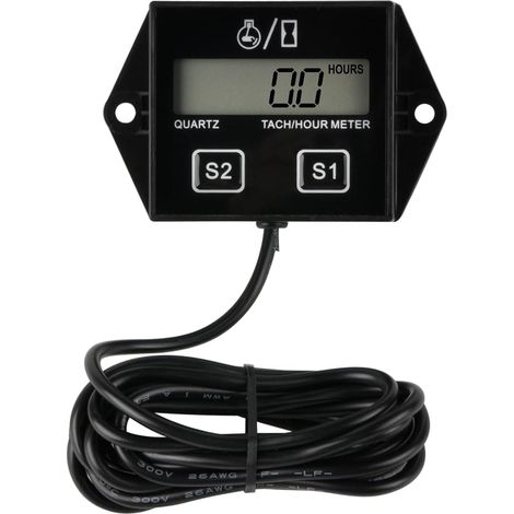 Compteur d'heures numérique - 1 unité - Étanche IP65 - Tachymètre et rappel entretien - Moteurs essence tondeuses tracteurs