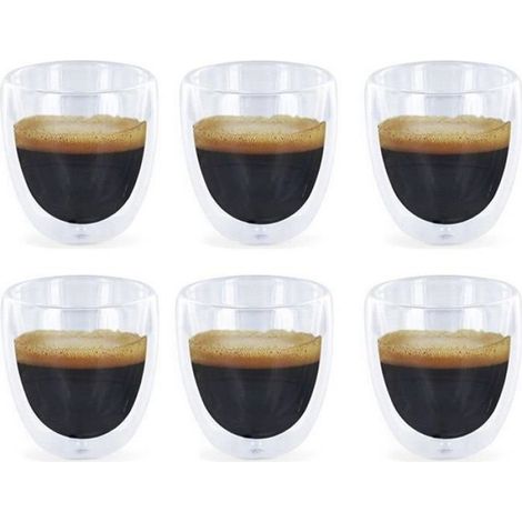 Verre À Expresso - Double Paroi - 6 Pièces - Hauteur 6 5 Cm - Contenance 10 Cl - Compatible Lave-vaisselle