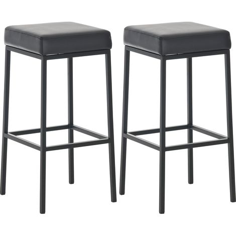 Set di 2 sgabelli da bar con poggiapiedi dal design semplice, altezza 85 cm, in PVC nero e metallo nero 100004381