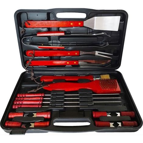 Set d'accessoires Barbecue - 18 pcs - Acier Inoxydable - Lavable - Mallette d'accessoires (1/5)