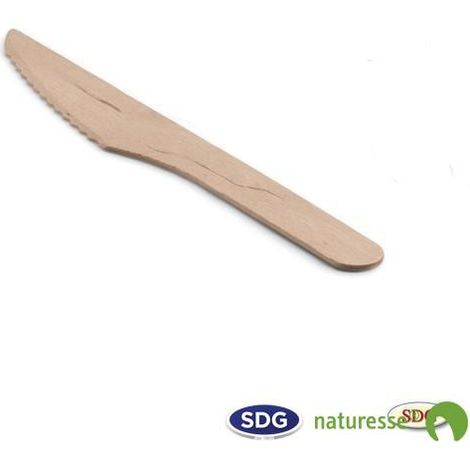 Couteau en Bois Naturel 16,5 cm - SDG - Lot de 2000
