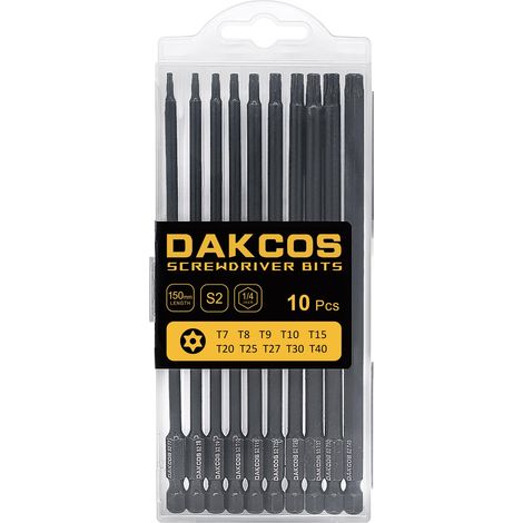 Lot de 10 embouts Torx long visseuse inviolables, longueur 150 mm (1/5)