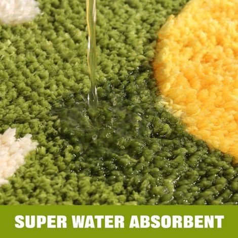 Tapis De Bain - Ronde Fleuri - 60 X 60 Cm - En Polaire Et Caoutchouc Tpr - Antidérapant Absorbant - Lavable En Machine - 1 Pièce (1/5)
