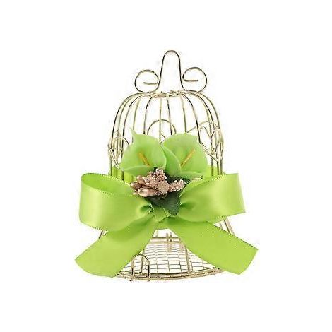 Boîte à bonbons de mariage en métal en forme de cage à oiseaux (verte) (1/2)