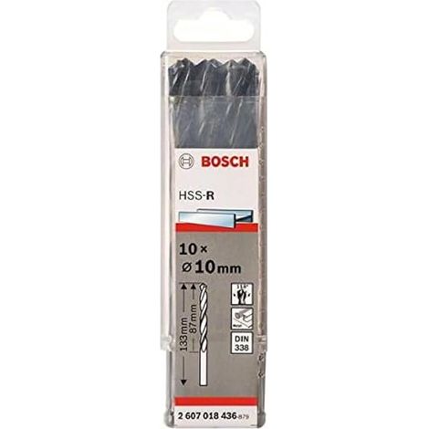Bosch 2607018436 HSS-R 10x87x133mm Drill Bits - 10 Pack (1/2)