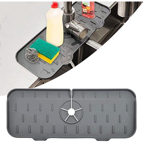 Porte éponge Silicone,Support Eponge Evier Cuisine,Organisateur d'évier en Silicone Porte Savon Antidérapant Plateau d'organisation de la Cuisine pour Savons, éponges, Brosses (1/5)