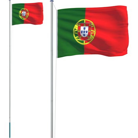Drapeau du Portugal et mât 6,23 m Aluminium CFW342037 (1/5)