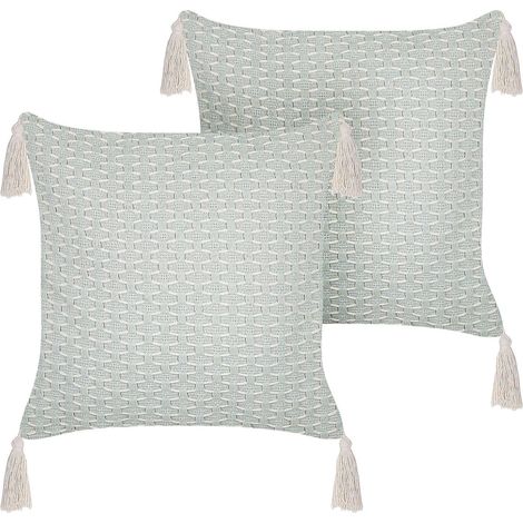 Dekokissen 2er Set HAKONE 42 x 42 cm Mintgrün Geometrisches Muster