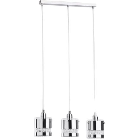 Lustre cristal Alfa Bruno chromé argent 3x60W E27 94cm (1/2)