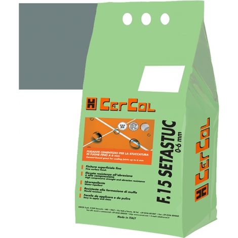 F15 SETASTUC 0-6 Stucco cementizio Idrorepellente fughe pavimento parete kg.5 CERCOL 174 Grafite