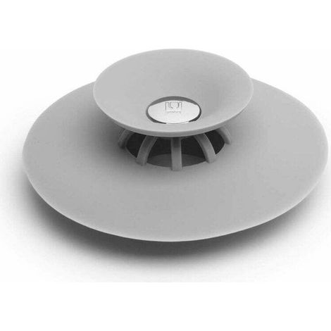 Tapón de desagüe. Desagüe para bañera y ducha con recogedor de pelos, gris, 10 cm