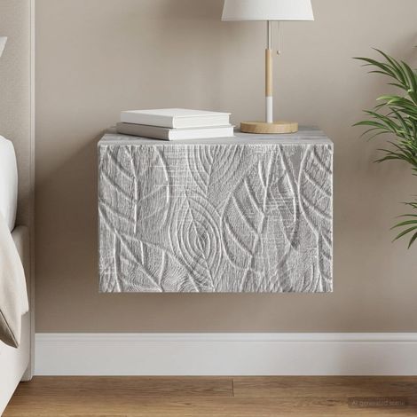 Table de chevet murale avec tiroir en bois d’ingénierie Sonoma gris 49 x 34,5 x 20 cm, 8.8kg - PANGIVO (1/5)