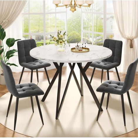 Runder Esstisch 100x100 cm mit MDF-Tischplatte schwarz OKMYHOME (1/5)