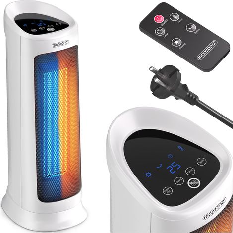 Monzana Termoventilatore Ceramico Basso Consumo 2000W Display Touch 4 Tipi di Ventilazione 15-40°C Oscillazione 120° Silenzioso Timer 12h Telecomando bianco (1/5)