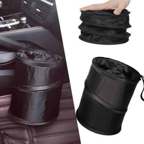 Poubelle Voiture,Poubelle Voiture Interieur,Petite Poubelle de Voiture,Poubelle Voiture Pliable,Poubelle Portable Voiture,Imperméable Universelle,pour Voiture Voyage,Noir (1/5)